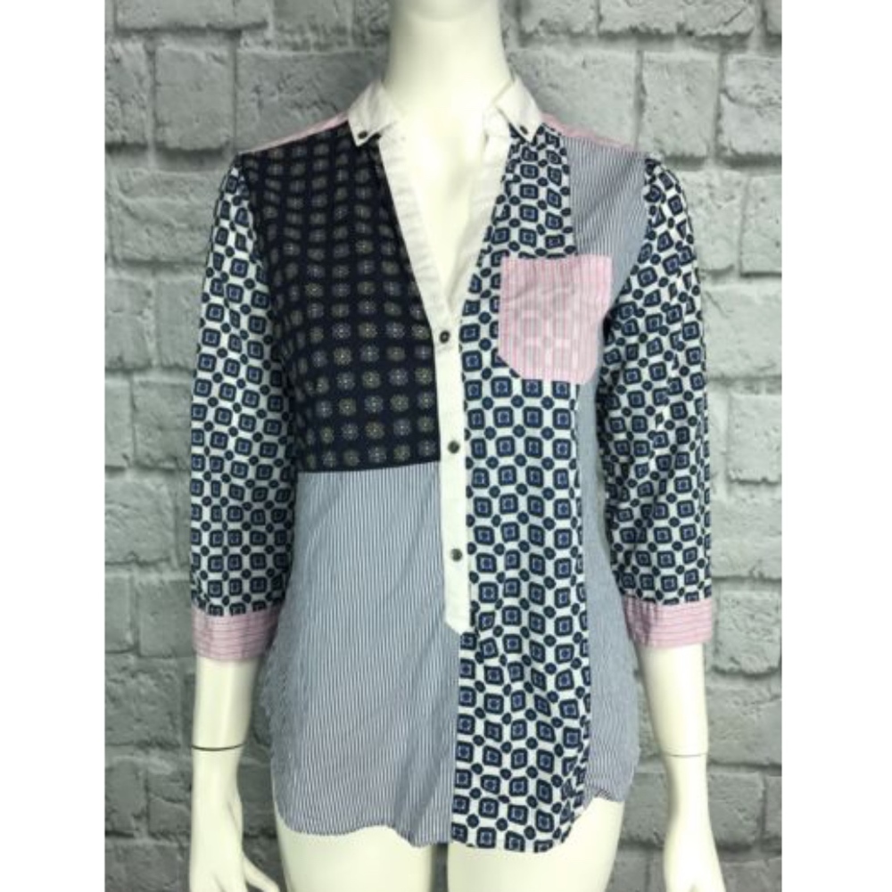 HD in Paris Women’s Blue Size 2 Top Pink Plaid